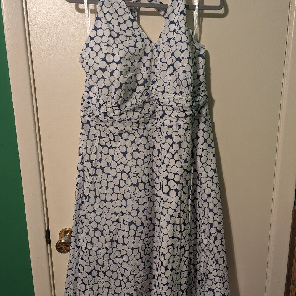 Madison and Mercer size 18 blue and white 100% cotton halter dress